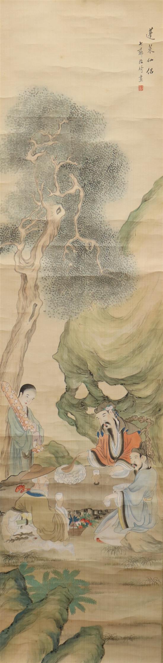 Two Chinese scroll paintings after Gai Qi, late Qing dynasty